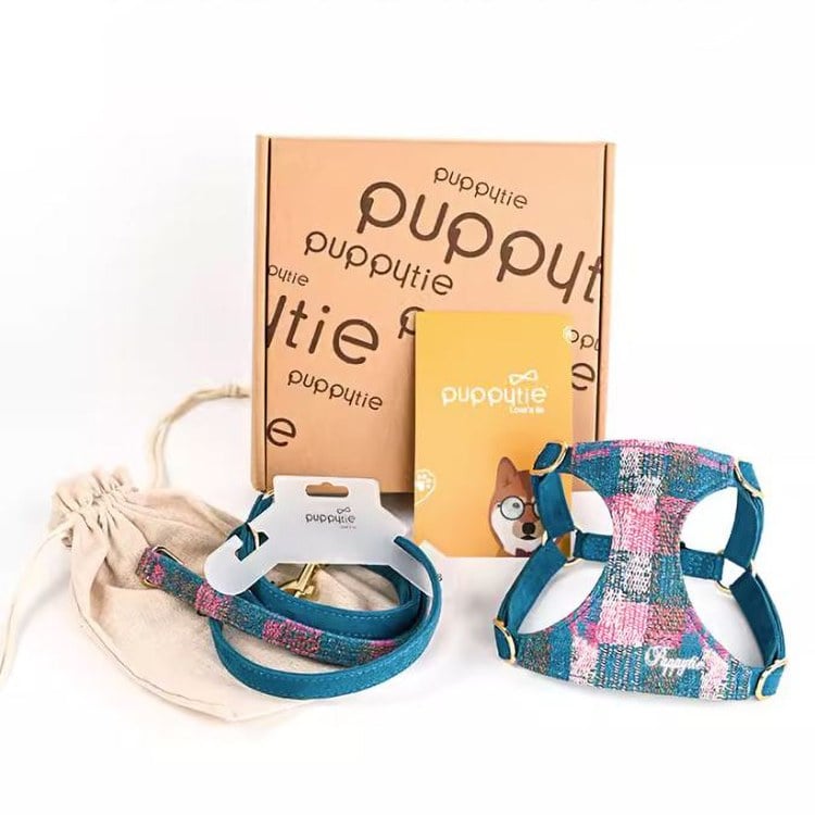 puppytie 胸背+牽繩組 莫內風 暗夜藍 (防止暴衝|穿戴舒適)