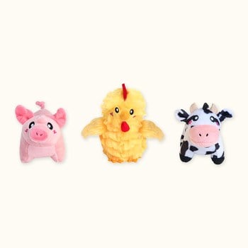 ZippyPaws 毛茸茸夥伴 小豬&小雞&小牛 啾啾聲 狗玩具 寵物玩具