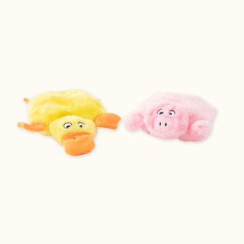ZippyPaws 小鴨&小豬 扁扁家族(二入) 寵物玩具