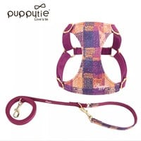 puppytie 胸背+牽繩組 莫內風 春光粉 (防止暴衝|穿戴舒適)