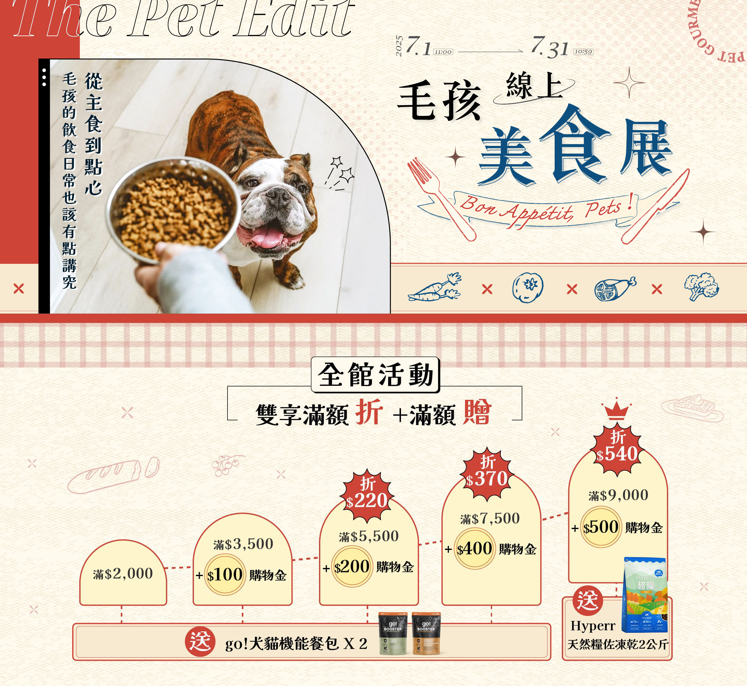 SofyDOG毛孩線上美食寵物展，滿額折扣再送好禮，go! 餐包與 Hyperr 天然糧